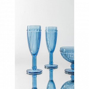 Бокал стеклянный для шампанского «Босфор», 180 мл, 7x20 см, цвет синий