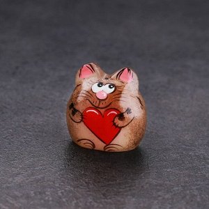 Фигурка «Котёнок Веня с сердечком», 3.5x3 см, селенит