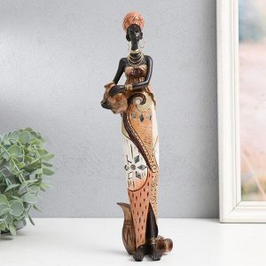 Сувенир полистоун "Африканка с кувшином, цветное платье" 31х6х6,5 см