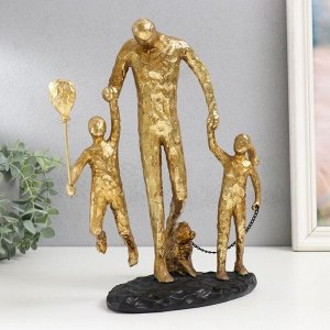 Фигурка полистоун «Прогулка с папой», золото, 28x19x12 см