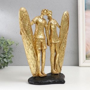 Фигурка полистоун «Влюблённые сёрфингисты», золото, 26x23.5x12.5 см
