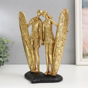 Фигурка полистоун «Влюблённые сёрфингисты», золото, 26x23.5x12.5 см