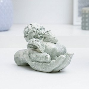 Фигурка гипс «Ангелочек на ладони спит» состаренный, 16x10x8 см