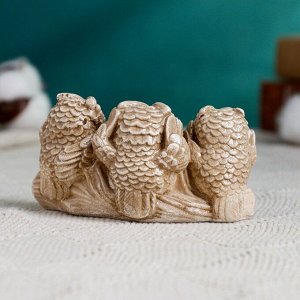 Фигурка гипс «Три совы на жердочке», коричневая, 10x6x5 см