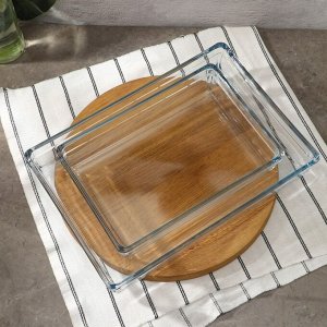 Набор посуды для СВЧ Borcam, стеклянный, 2 предмета: 2.5 л, 4.35 л, 28.7x19.7x6 см, 36.7x25.7x6 см