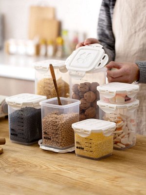 Контейнер вакуумный для еды, крупы, сыпучих продуктов, с мерной шкалой, 1 шт., 11,5 х 14,5 х 8,5 см, 1000 мл.