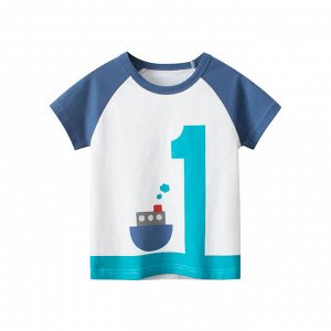 Детская футболка с цифрой, цвет белый/синий