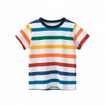 Детская футболка в разноцветную полоску, цвет белый