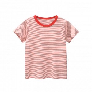 Детская футболка в полоску, цвет красный