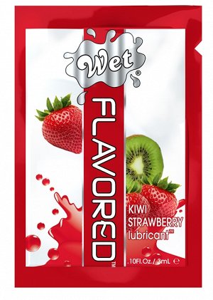Вкусовой лубрикант Клубника и киви Wet Flavored Kiwi Strawberry, 3 мл.