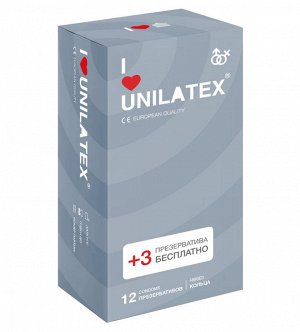 Презервативы рифленые Unilatex Ribbed 12+3 шт в подарок