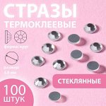 Стразы термоклеевые «Круг», стеклянные, d = 4,8 мм, 100 шт, цвет серебряный