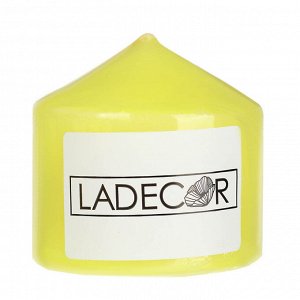 LADECOR Нежность, Свеча столбик, цвет лимонный, 2 отттенка (5/13), 6,8x7 см