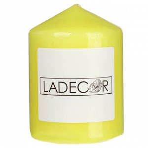 LADECOR Нежность, Свеча столбик, цвет лимонный, 2 отттенка (5/13), 6,8x10 см