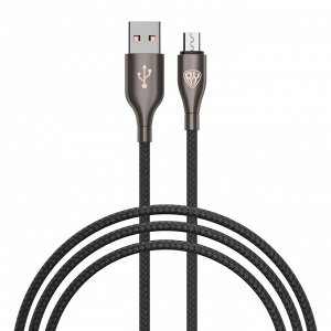 BY Кабель для зарядки Керамика Micro USB, 1м, 3А, Быстрая зарядка QC3.0, тканевая оплётка, черный