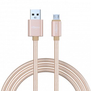 FORZA Кабель для зарядки Пастель Micro USB, 1.5м, 1.5А, перламутровая оплётка, 3 цвета, пакет