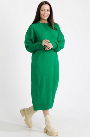 Женское удлиненное вязанное платье-свитер, цвет зеленый, размер единый 42-52