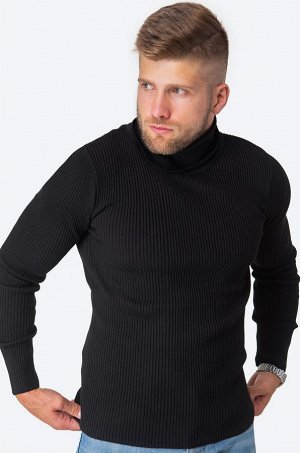 Мужской свитер в рубчик с высоким воротом