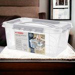 ЯЩИК ДЛЯ ХРАНЕНИЯ УНИВЕРСАЛЬНЫЙ С ЗАМКАМИ И РУЧКОЙ &quot;GRAND BOX&quot;, 290х190х124ММ, 4,2Л (Светло-серый)