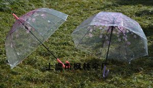 Прозрачный зонт-трость в стиле Ретро "Цветы"