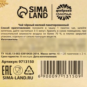 Чай новогодний чёрный «Сказка близко» в фильтр-пакетах, 20 шт.