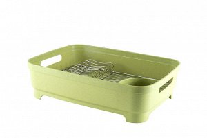 2412 GIPFEL Сушилка для посуды одноярусная с поддоном, 46х34х12см. Цвет: зеленый. Материал: пластик АВС , нерж. сталь.