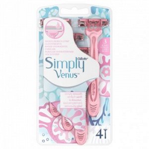 SIMPLY VENUS 3 Бритвы одноразовые 4шт