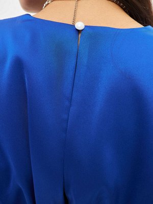 Платье с драпировкой и разрезом по спинке королевский синий. Цвет Королевский синий