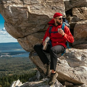 Термос нержавеющая сталь 1,0л Охота узкое горло в чехле