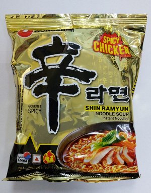 Лапша пшеничная Nongshim Шин Рамин Острая Курица, 120 г, Ю.Корея, м/у, (SHIN RAMYUN SPICY CHICKEN)