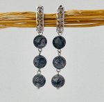 Серьги тройные из Кварца с включением Турмалина