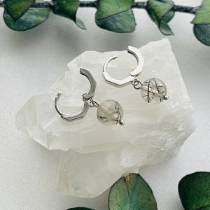 Серьги из Кварца с включением Турмалина
