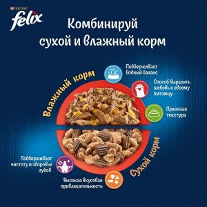 Сухой корм Felix "Двойная вкуснятина" для кошек, мясо, 200 г