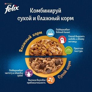 Сухой корм Felix "Мясное объедение" для кошек, курица, 200 г