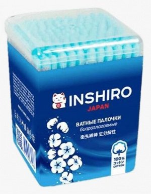 Ватные палочки ГОЛУБЫЕ INSHIRO 150шт, квадратный стакан