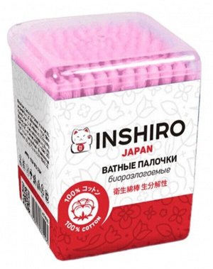 Ватные палочки РОЗОВЫЕ INSHIRO 150шт, квадратный стакан