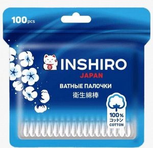 Ватные палочки БЕЛЫЕ INSHIRO 100шт, пакет