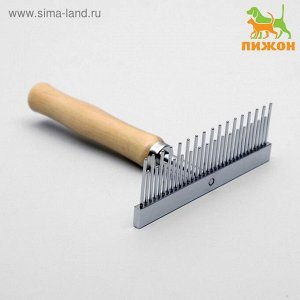 Расчёска-грабли Wood с зубьями разной длины, деревянная ручка, 12,5 х 9,5 см   3276118