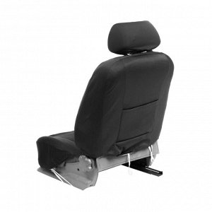 Чехлы на сиденья в автомобиль TORSO Premium, 11 предметов, кожаные вставки, серые вставки