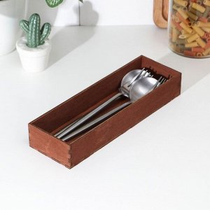 Лоток деревянный для подачи столовых приборов Доляна, 25x8x4 см, цвет мокко