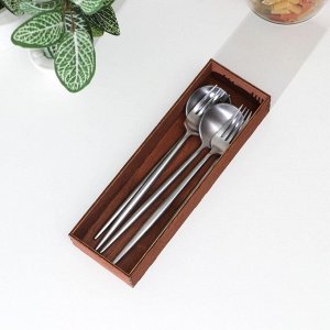 Лоток деревянный для подачи столовых приборов Доляна, 25x8x4 см, цвет мокко