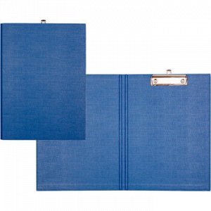 Папка-планшет А4, с крышкой, верхний прижим, картон/ПВХ, синий deVENTE