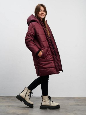 Пальто зимнее для девочки мембрана бордо