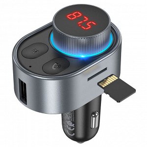 Автомобильное зарядное устройство HOCO E72 Alegria, USB+USB Type-C PD 30W + FM-трансмиттер, черный, Bluetooth, RGB подсветка