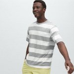 UNIQLO - футболка оверсайз с каймой- 03 GRAY