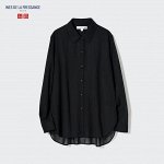 UNIQLO - хлопковая прозрачная рубашка - 09 BLACK