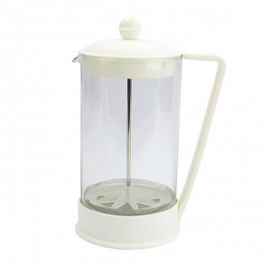 Заварочный чайник "френч пресс" с ситечком и крышкой (белый) 1100 мл