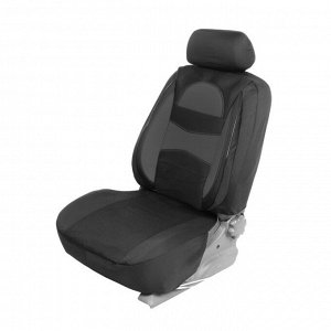 Чехлы на сиденья в автомобиль TORSO Premium, 11 предметов, кожаные вставки, черные вставки