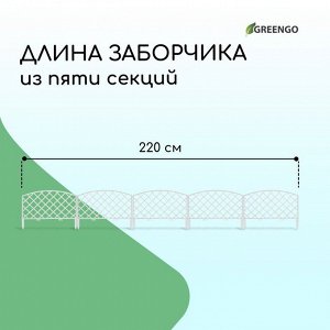 Ограждение декоративное, 35 * 220 см, 5 секций, пластик, белое, ROMANIKA, Greengo