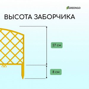 Ограждение декоративное, 35 * 220 см, 5 секций, пластик, жёлтое, ROMANIKA, Greengo